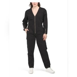 Etica Janai Black Moto Jumpsuit. Size XS